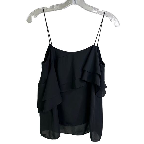 J.Crew Camisole Top Wns Sz 2 Black Spaghetti Strap Ruffle Front feminine classic - Picture 4 of 8